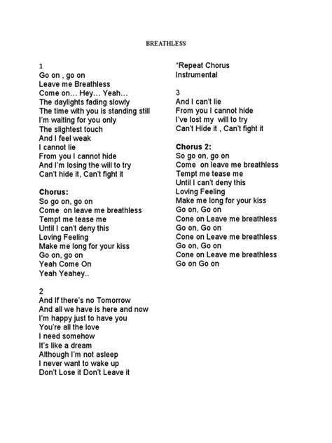 breathless lyrics english|More.